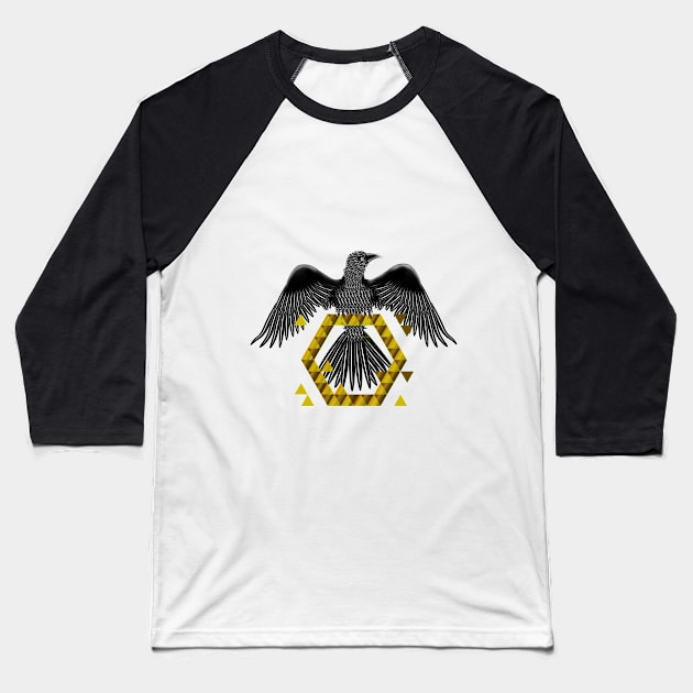 Raven Wings Golden Icon Baseball T-Shirt by Brash Ideas